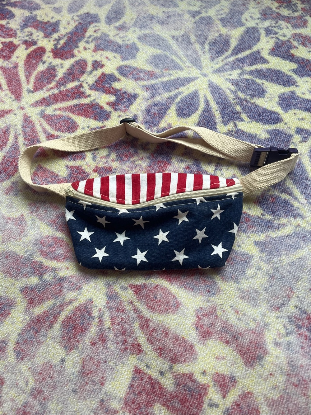 American Apparel Red, White & Blue Star-Striped Canvas Waist Bag